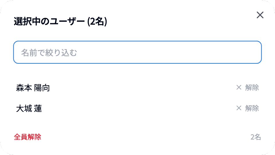 選択中のユーザーの一覧