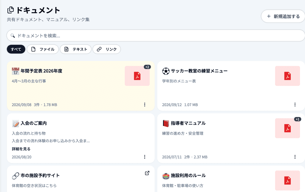ドキュメントの一覧